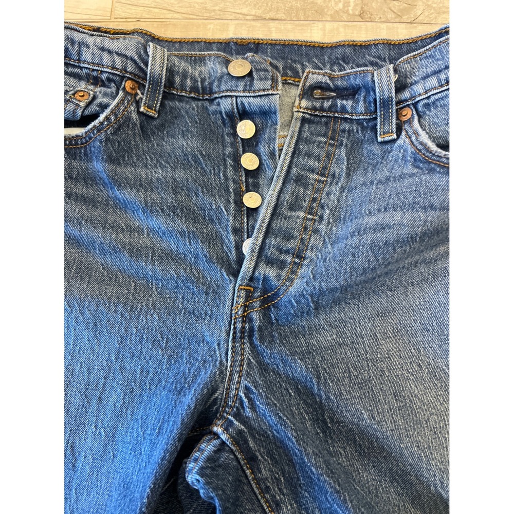 Levi 501 Women Blue Denim Jeans Button Fly Classic Fit Size 29 - Picture 2 of 11